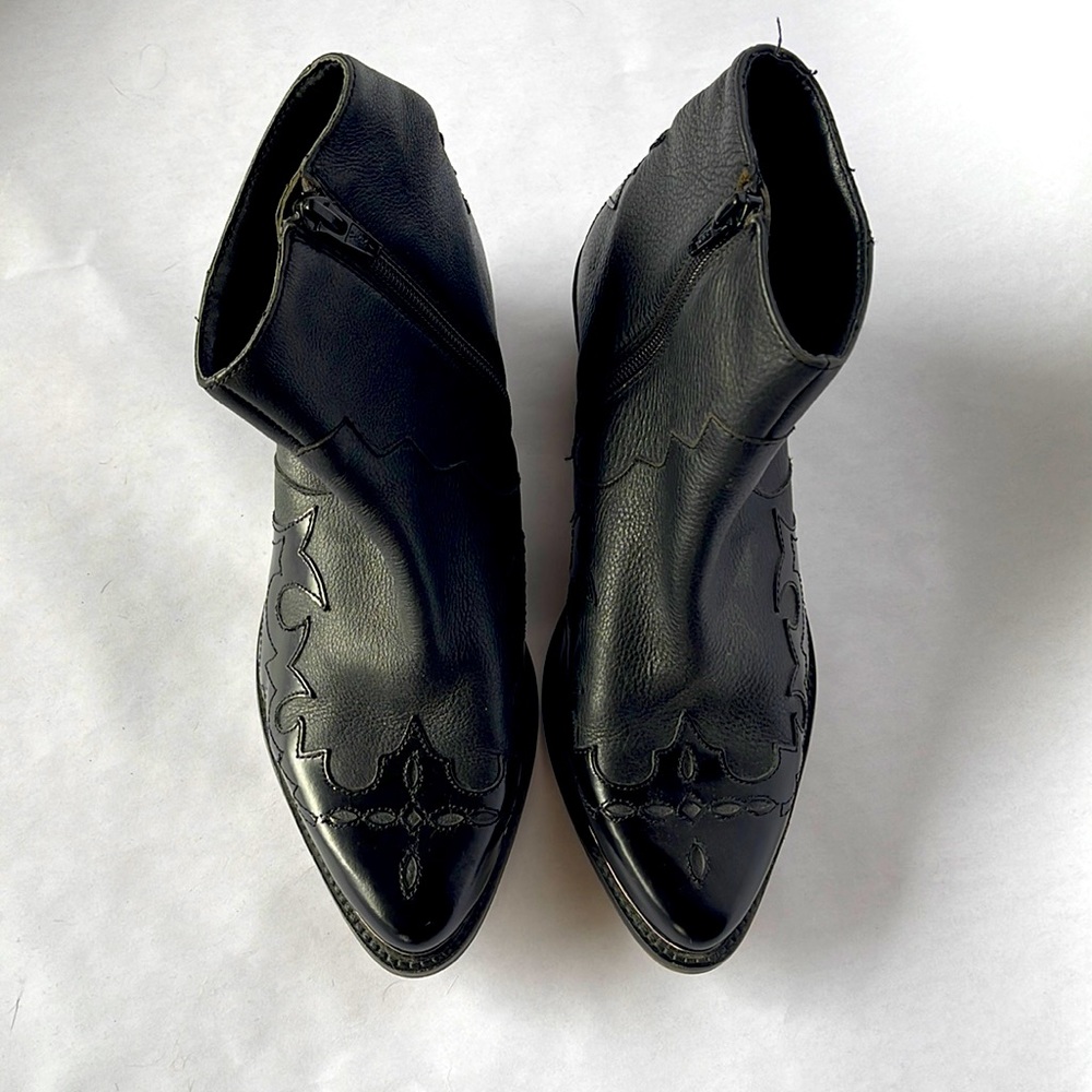 Black Embroidered Ankle Boots